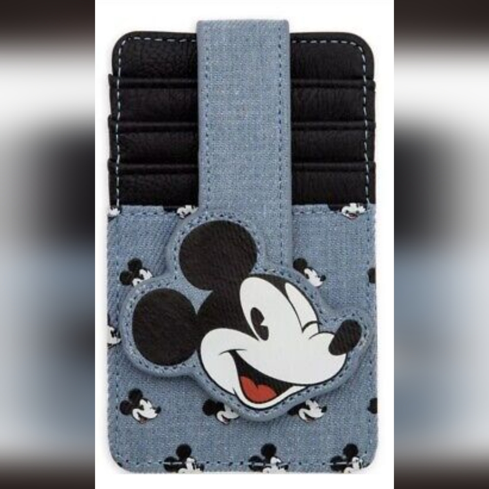 Disney Parks Mickey Mouse RFID Blocking Cardholder Denim Wallet